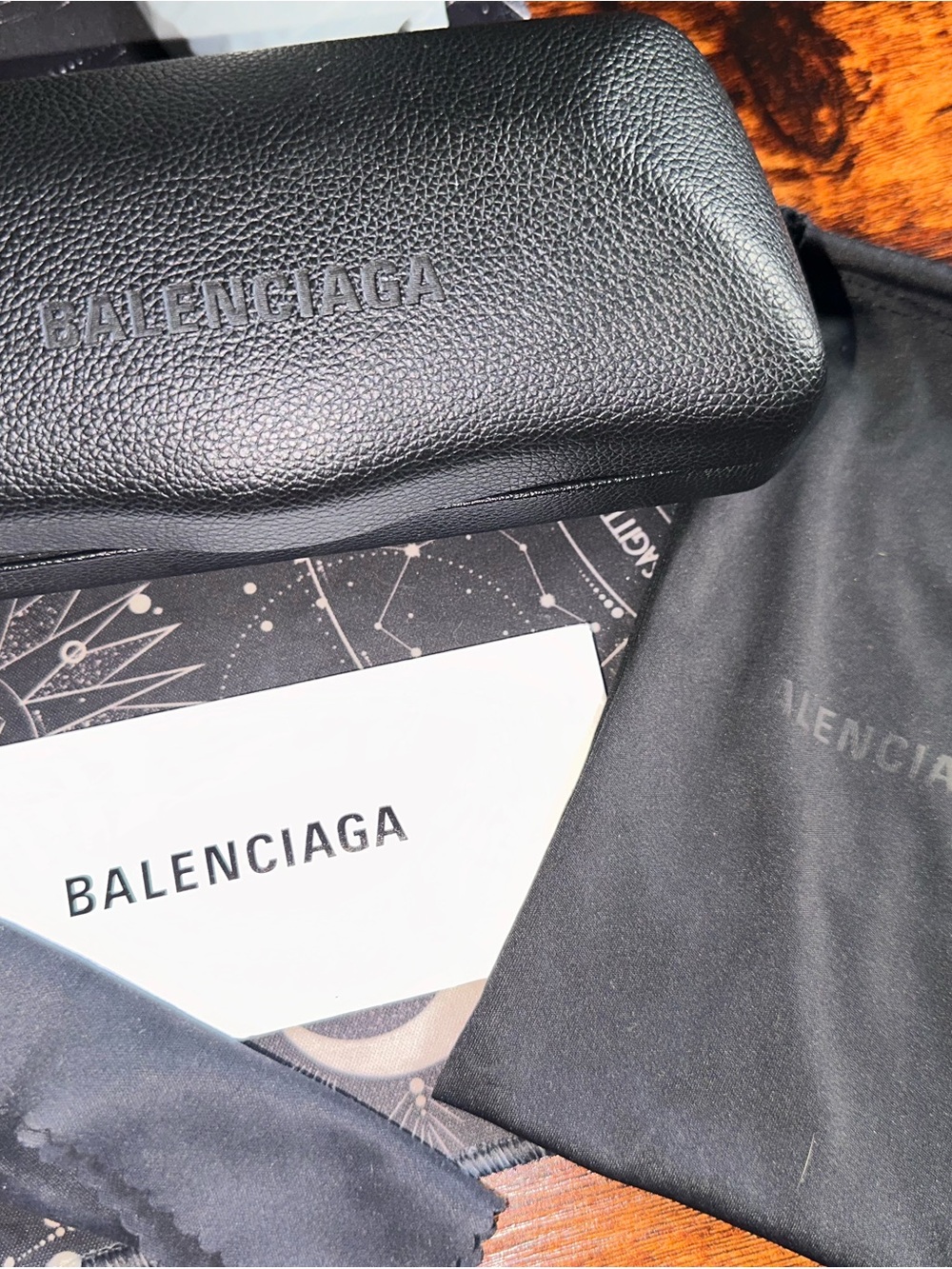 Balenciaga Black Pebble Leather Eyewear Case